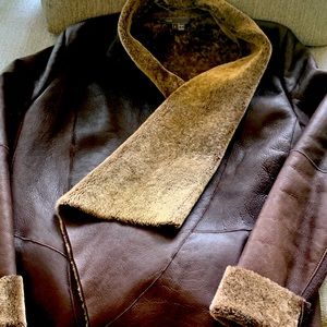 Vince Shearling Brown leather coat